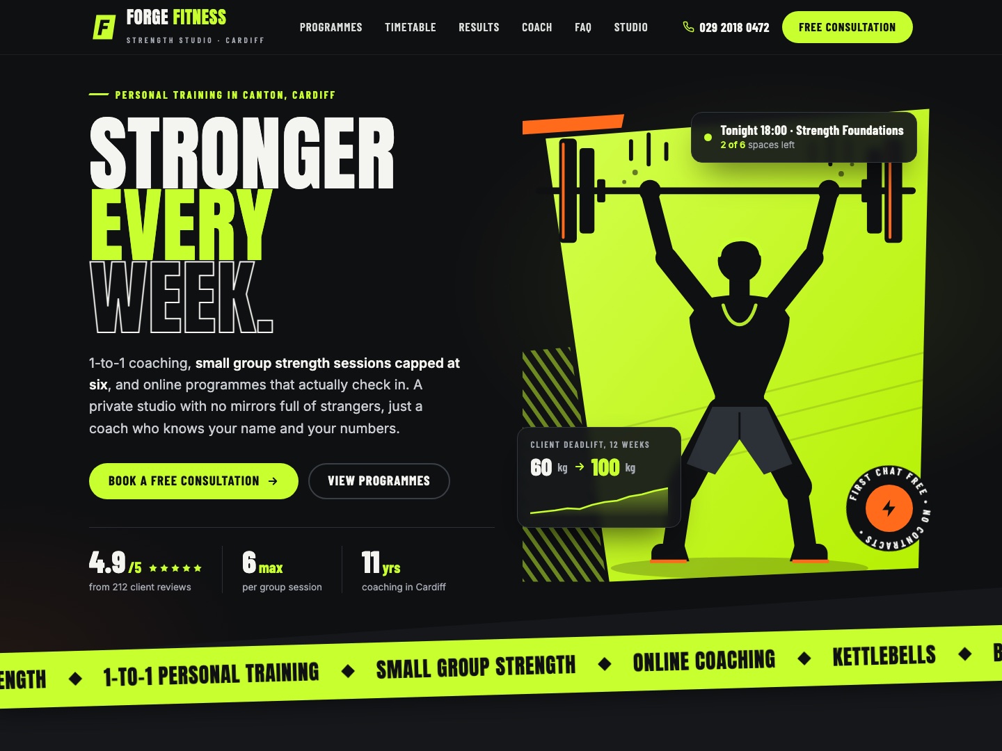 Forge Fitness website, desktop