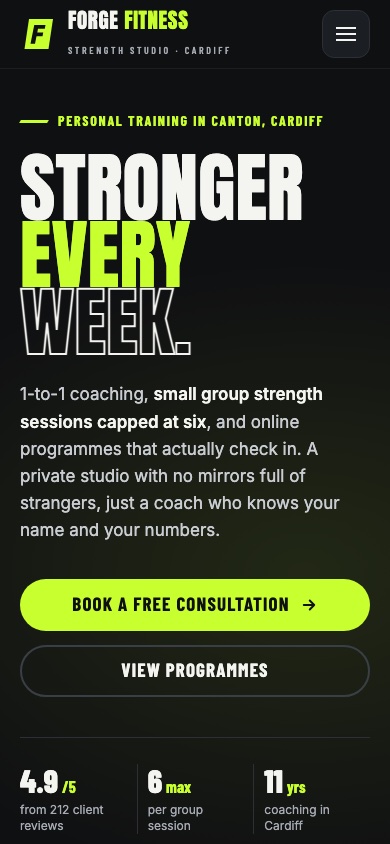 Forge Fitness design on a phone