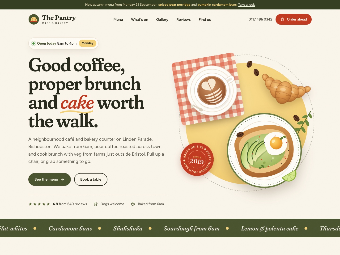 The Pantry website, desktop